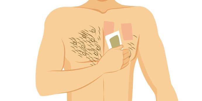 a cartoon of a man waxing his chest hair