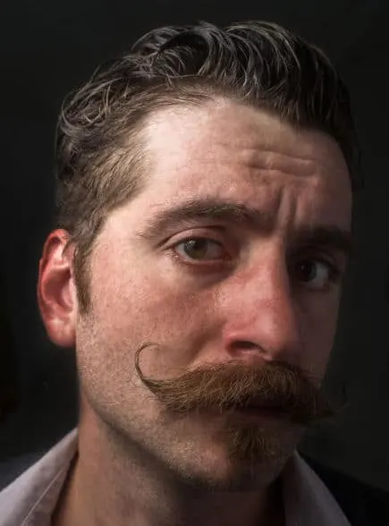 chin puff with handlebar mustache combo