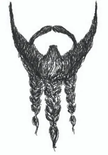 trident braided goatee drawing