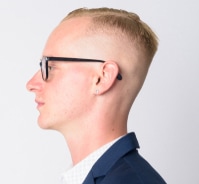 Blond crew cut side profile