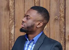 Example of a fade cut with pointed beard
