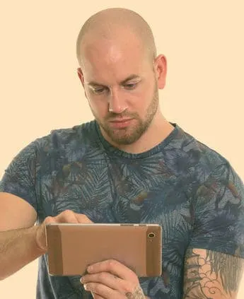 Example of head shaved with beard and tattoo