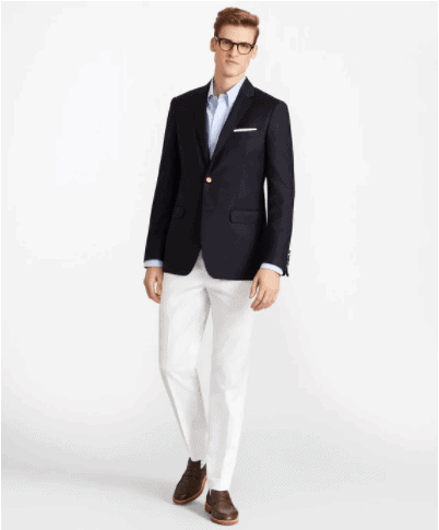 Formal chino with navy blue blazer