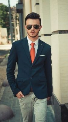 Chino paired with a suit jacket