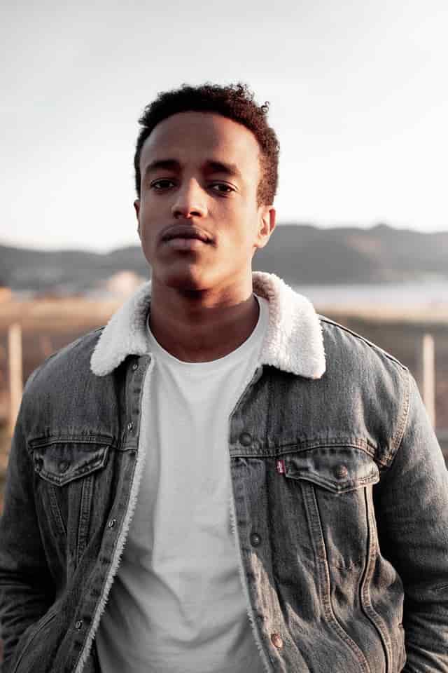 Example of a shearling denim jacket