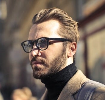 Heavy stubble side profile