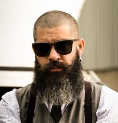 long beard and buzz cut