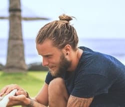 tight man bun, dirty blonde