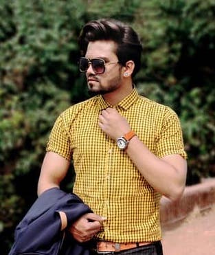 Example of a swirled style pompadour
