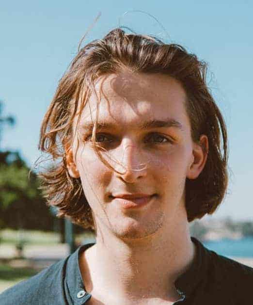 Example of a swept back and tousled hair