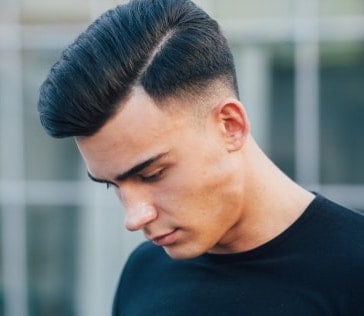 brushed pompadour with side part