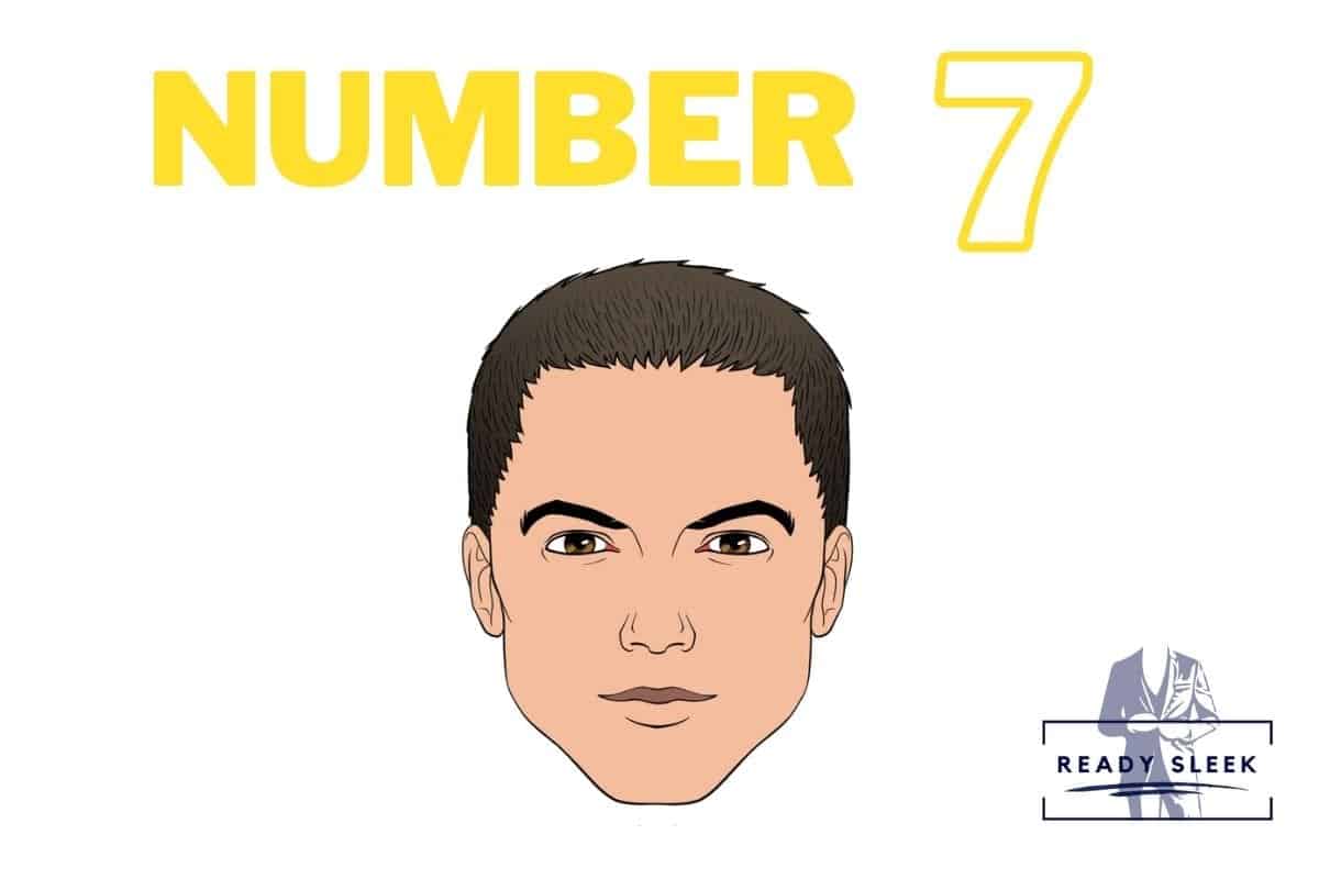 illustration of a #7 buzz cut