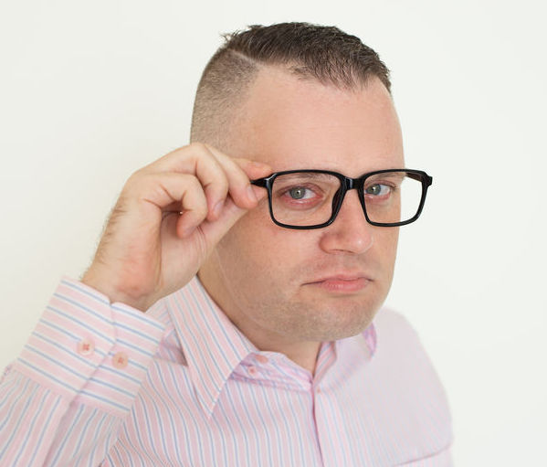 buzz cut paired with glasses