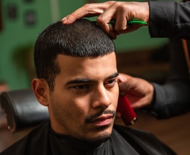 long buzz cut with goatee