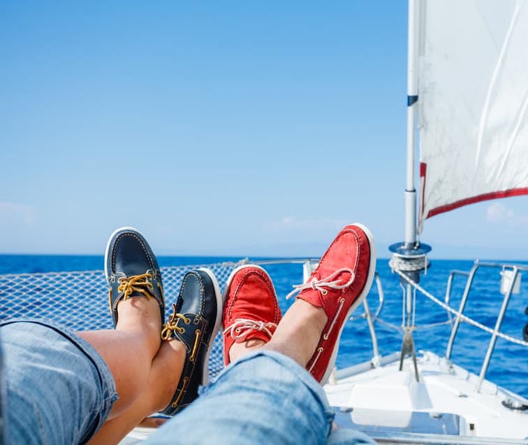 cuffed jeans and boat shoes