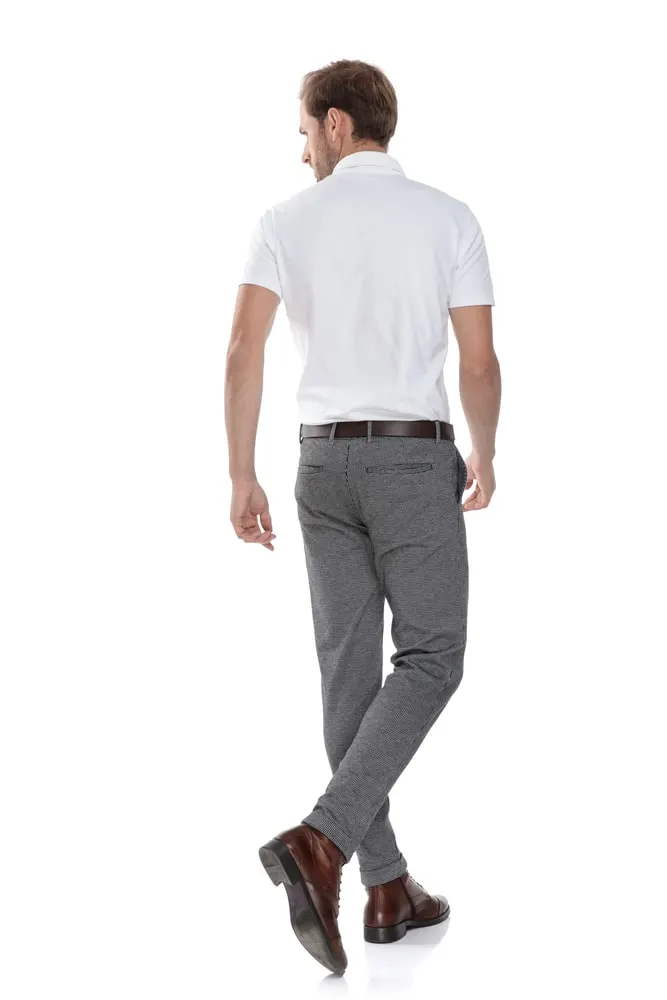 polo shirt with dress pants from behind 