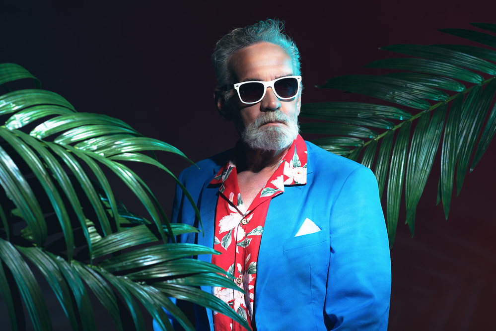 hawaiian shirt with a suit
