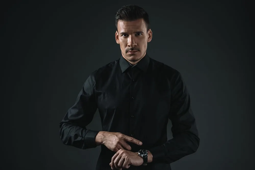 man in a black shirt