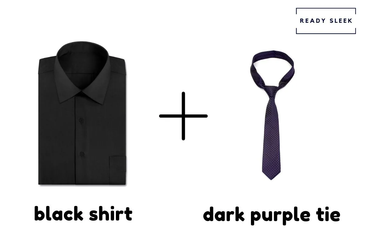 Black Shirt With Dark Purple Tie