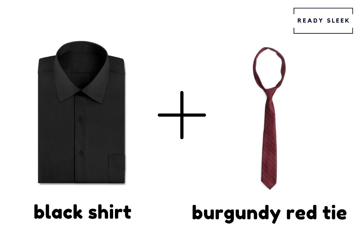 Black Shirt With Burgundy Red Tie