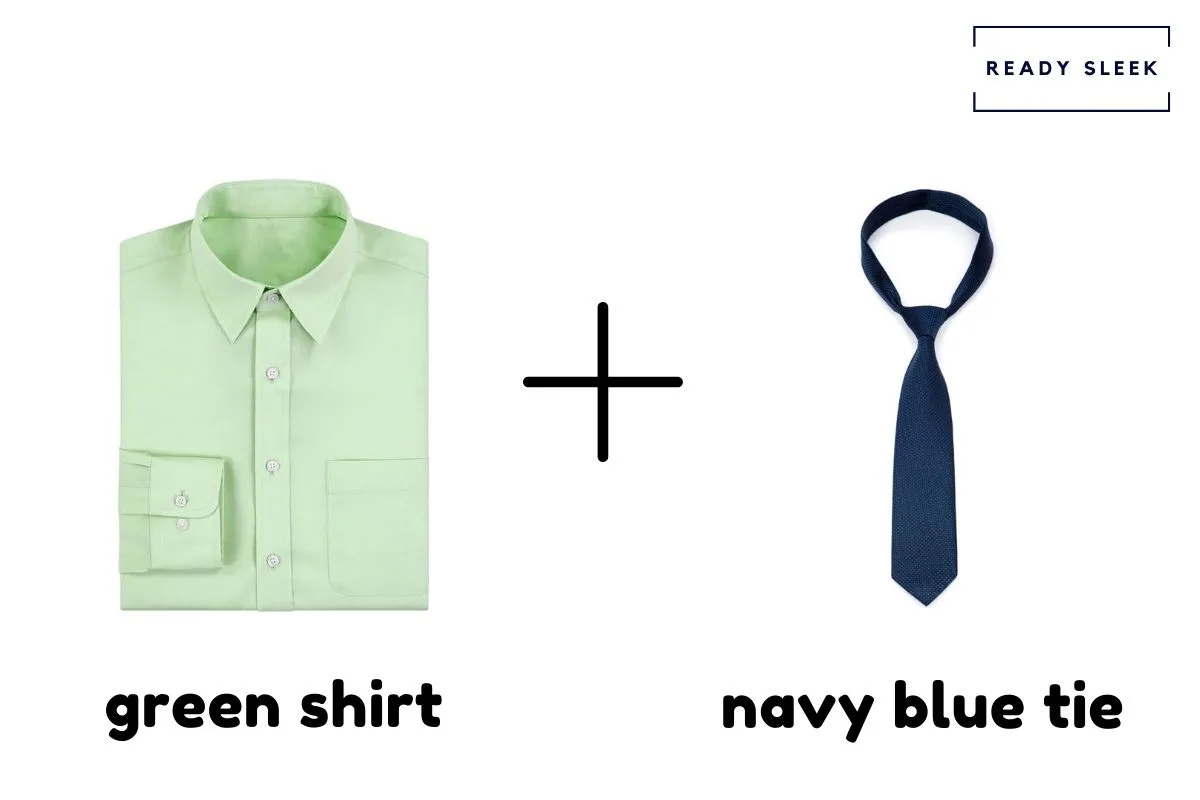 Green Shirt With Navy Blue Tie 