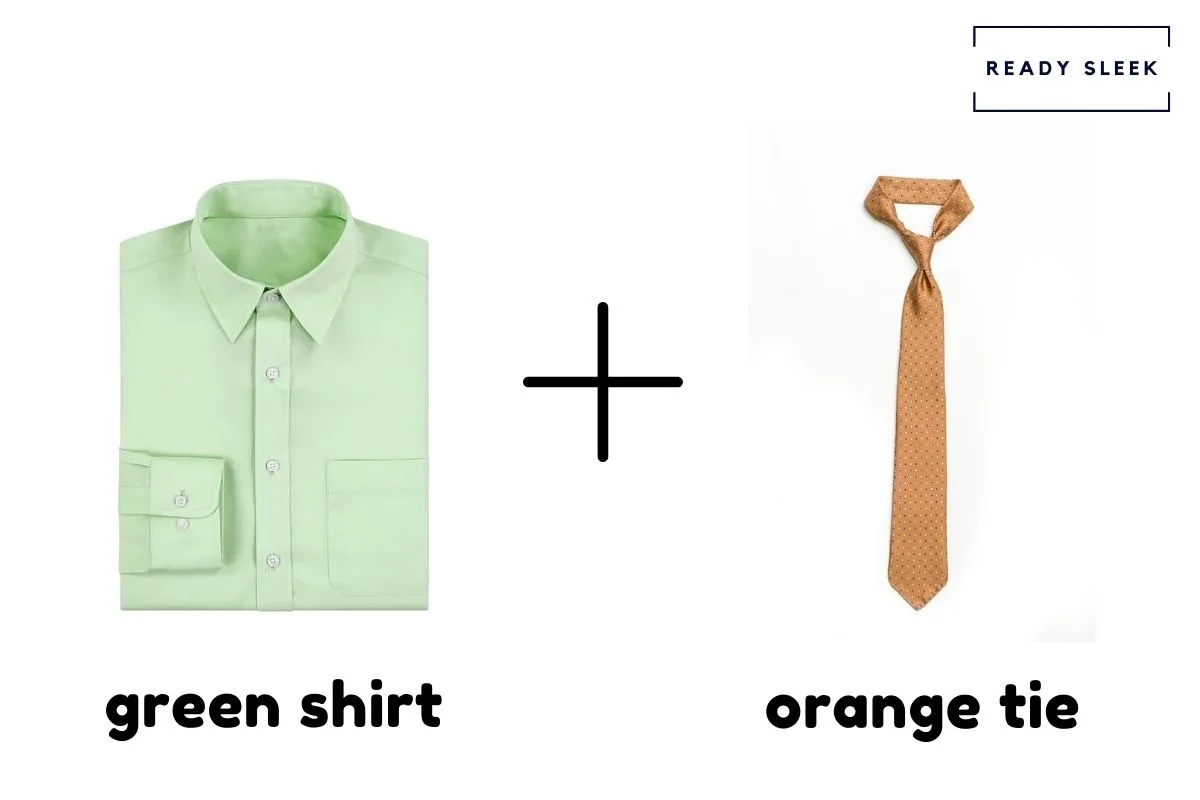 Green Shirt With Orange Tie