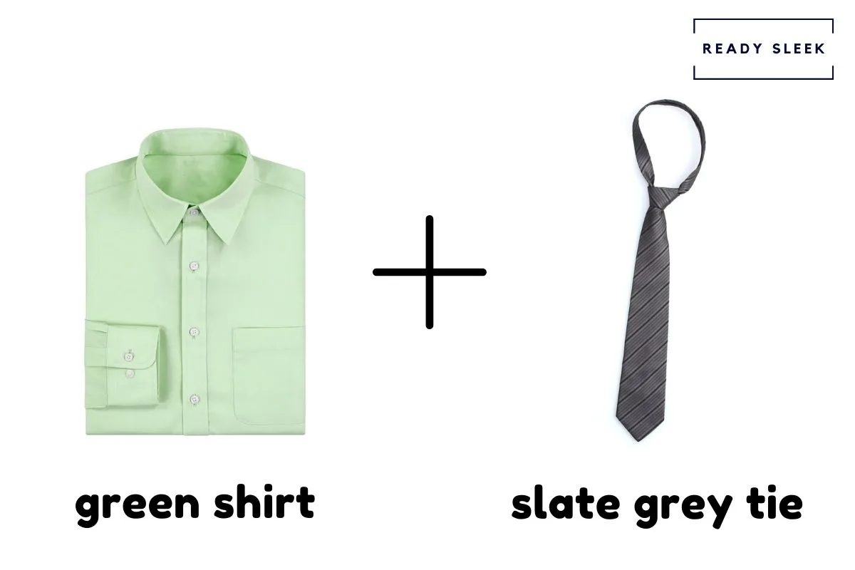 Green Shirt With Stone Grey Tie 