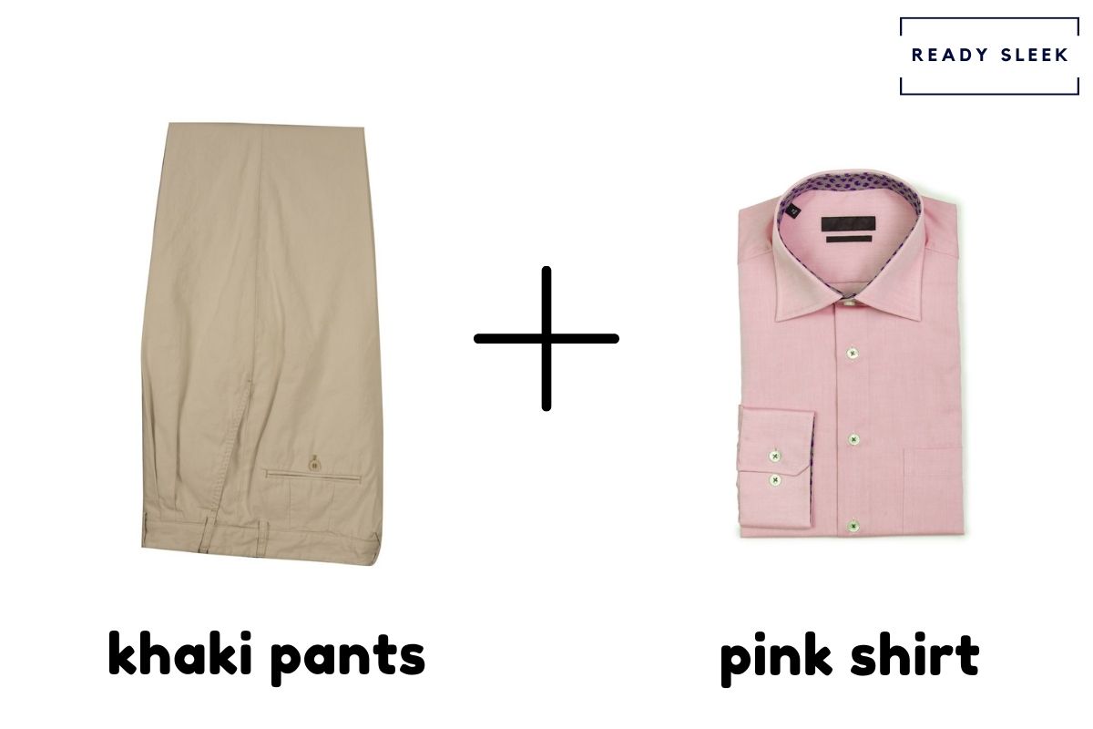 Khaki Pants and pink Shirt