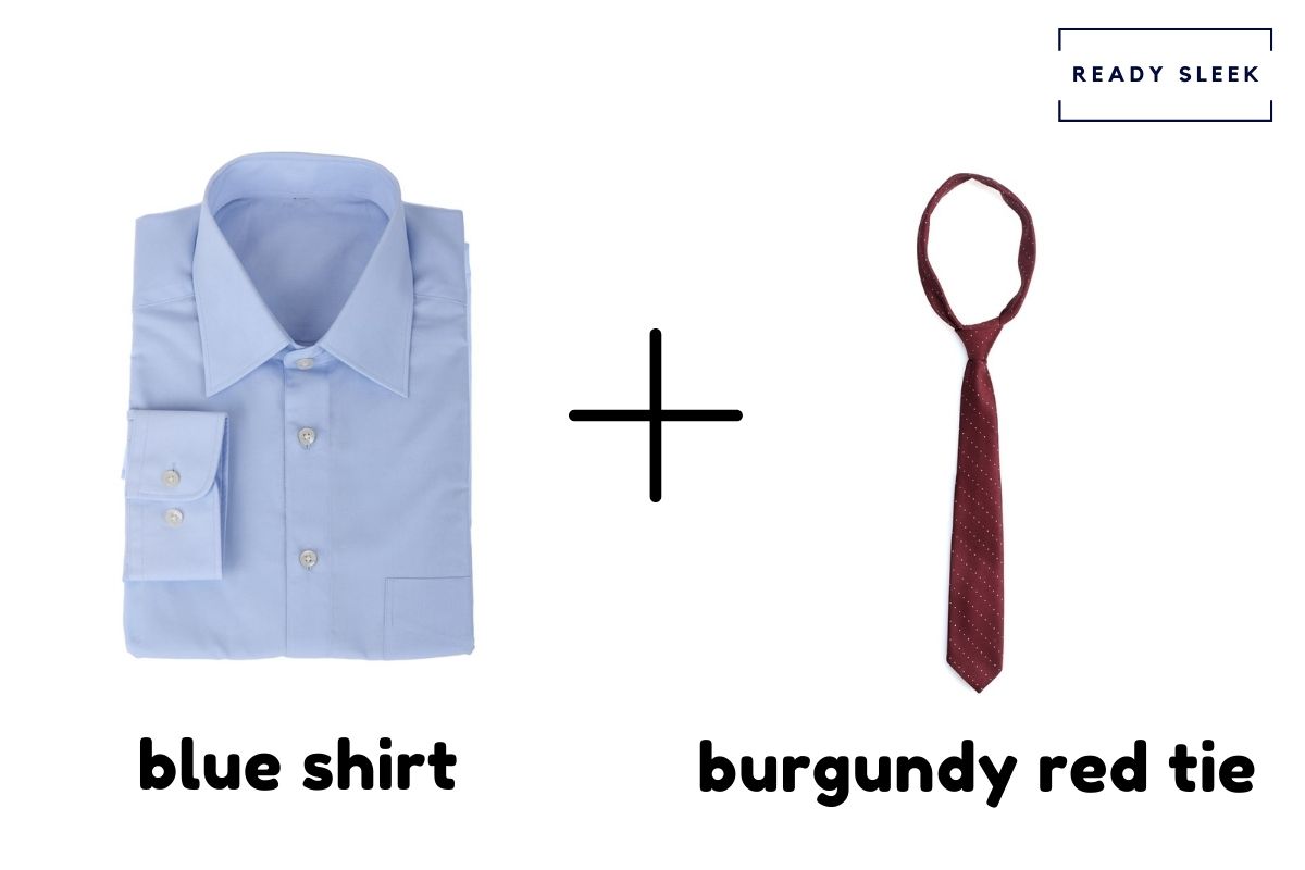 Blue Shirt With Burgundy Red Tie