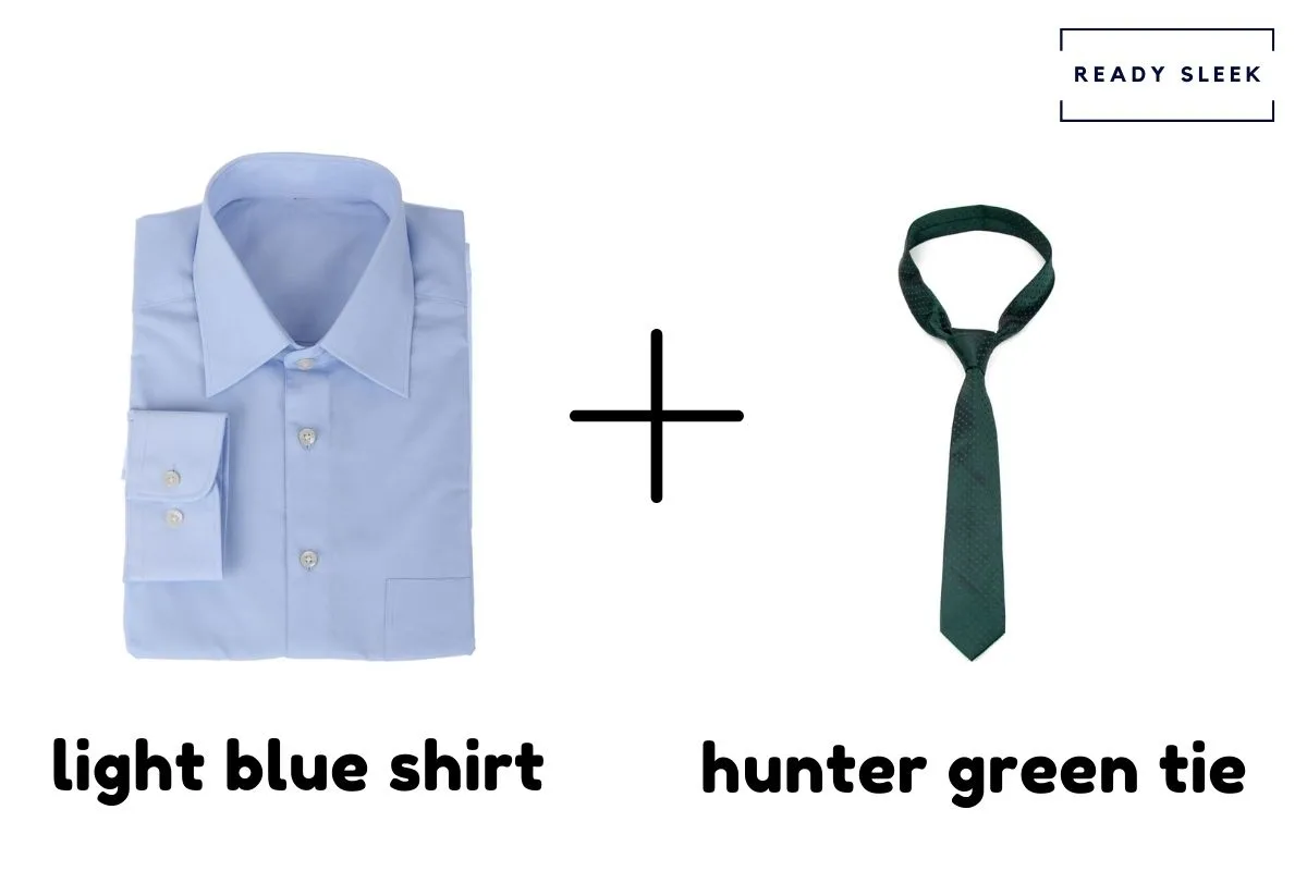 Light Blue Shirt With Hunter Green Tie