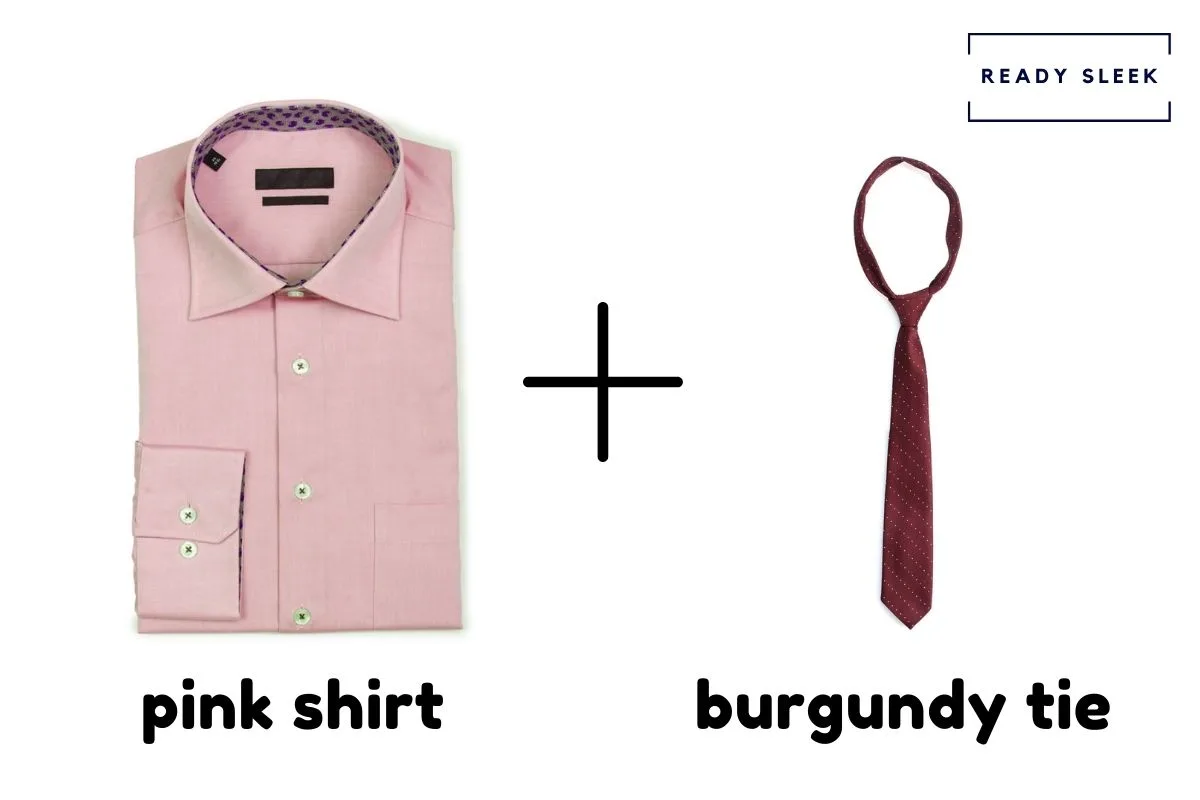 pink shirt and burgundy tie