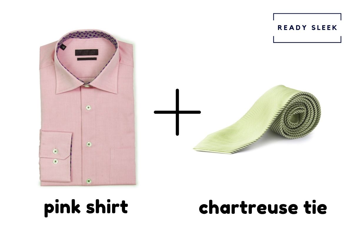 pink shirt and chartreuse tie