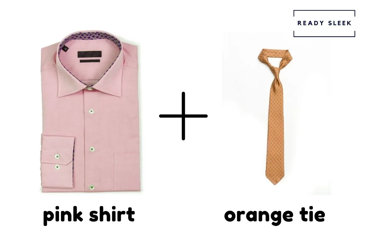 pink shirt and orange tie