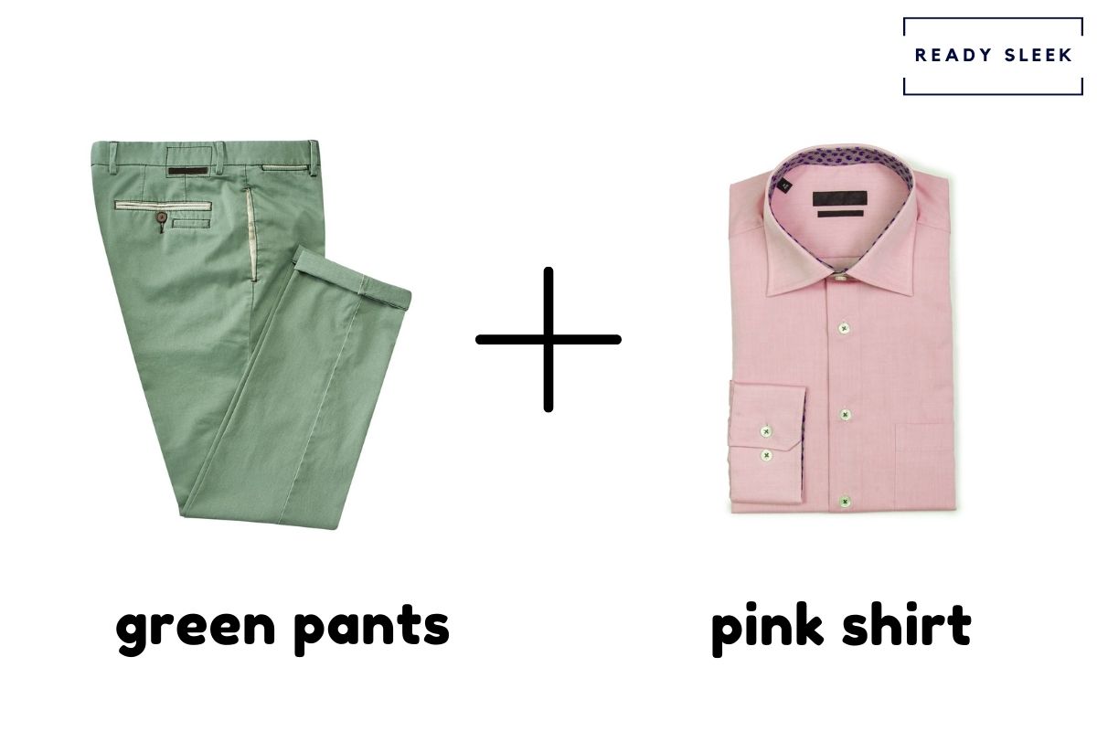 pink shirt green trousers  Mode heren Bretels Kleren maken