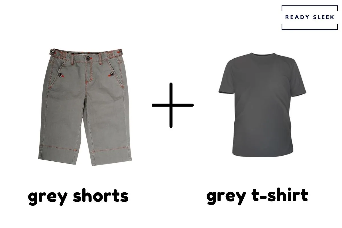 Grey Shorts With A Grey T-Shirt