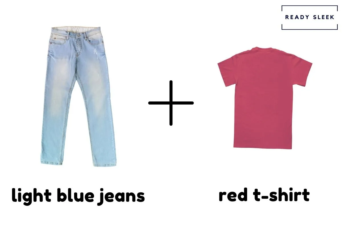 Light Blue Jeans With Red T-Shirt