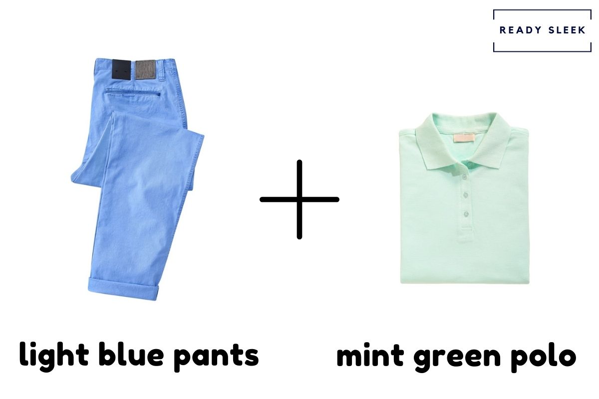 Light Blue Pants With Mint Green Polo 