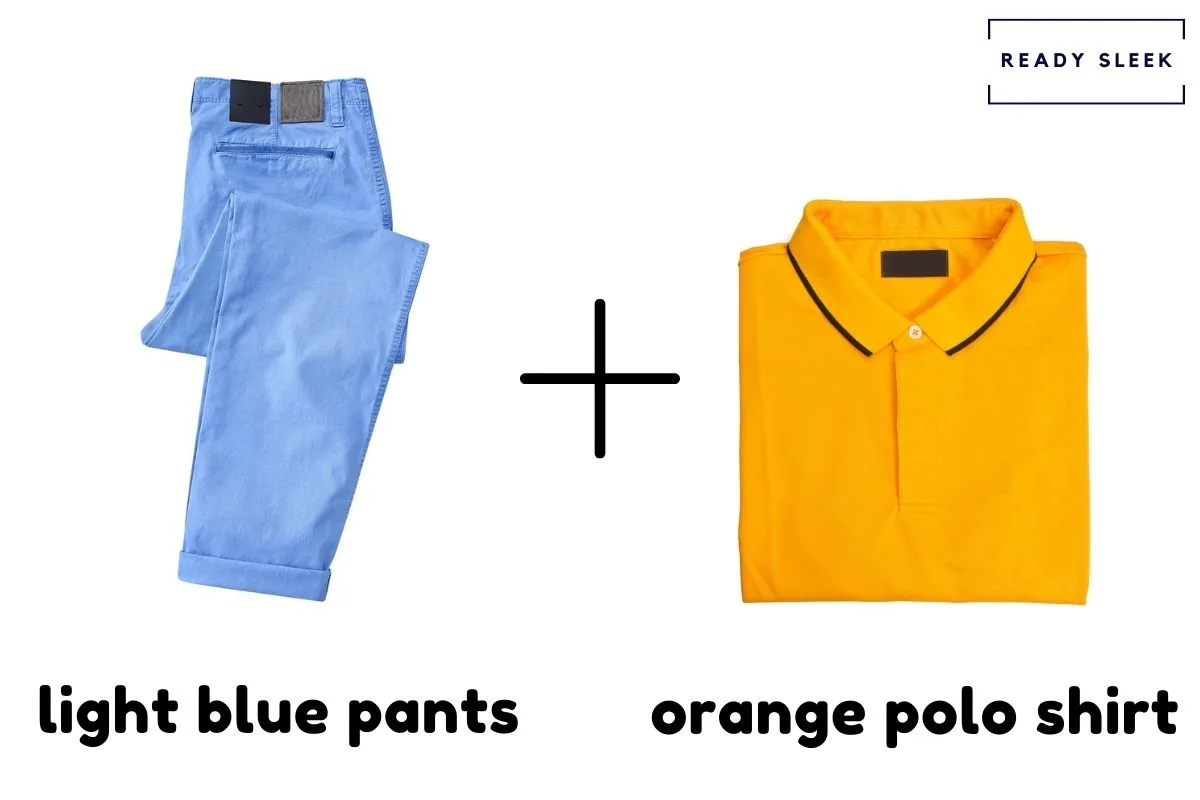 Light Blue Pants With Orange Polo Shirt