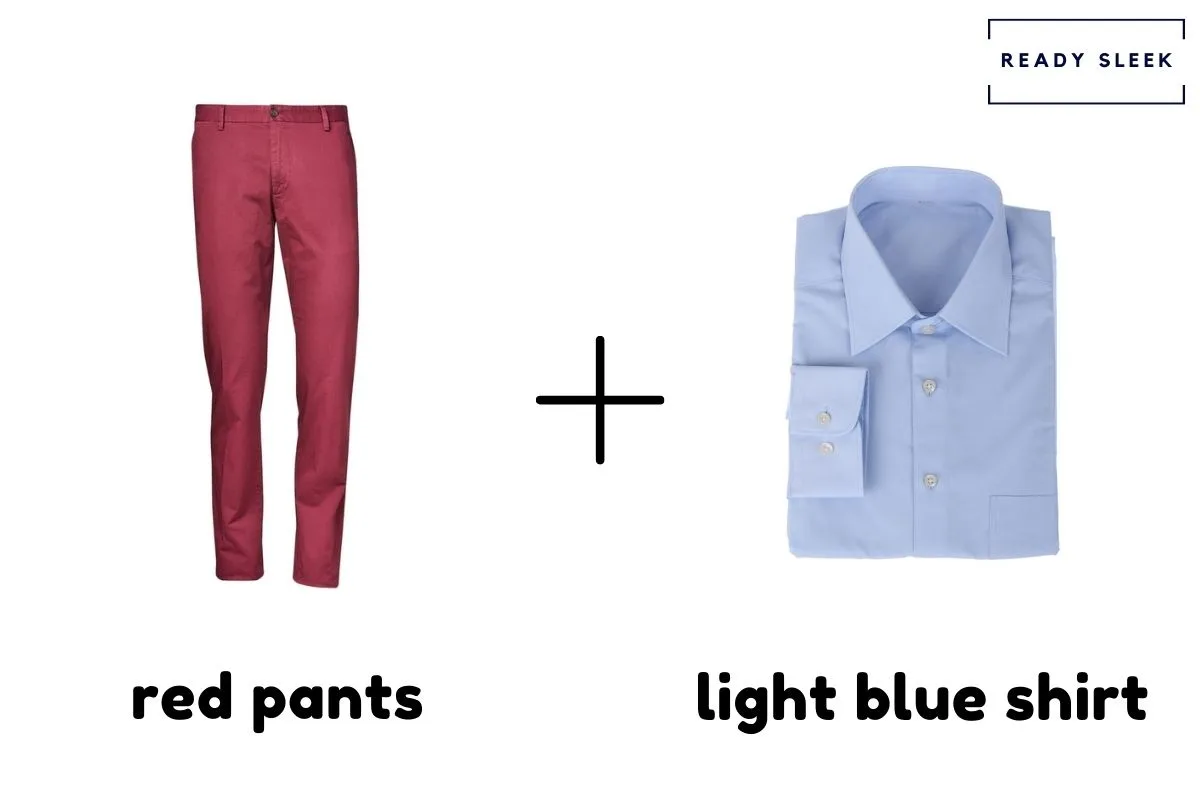 Red Pants With Light Blue Shirt