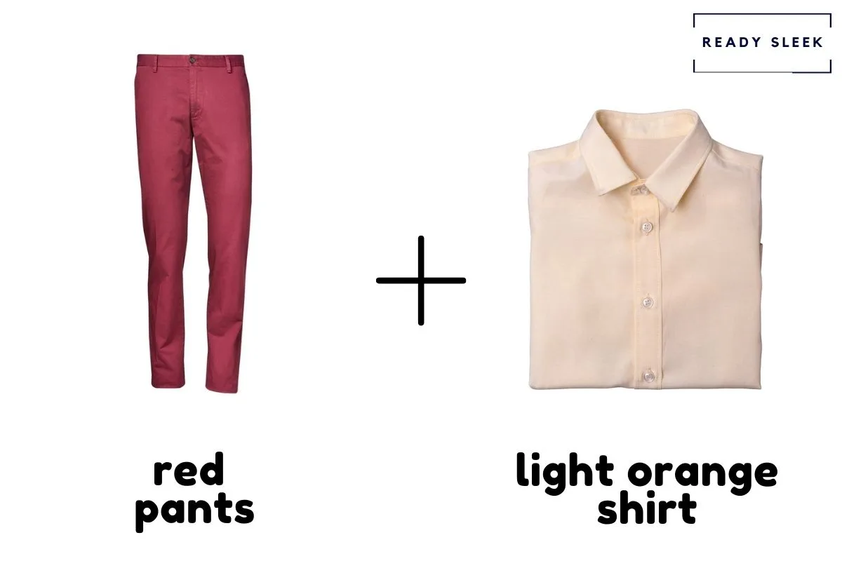 Red Pants With Light Orange Shirt