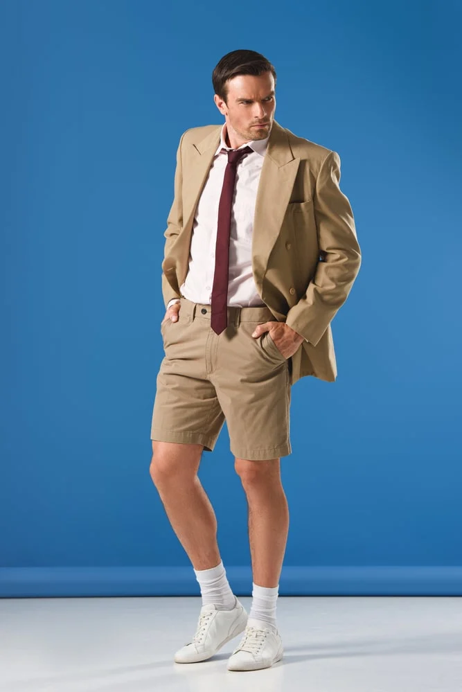 brown shorts with crew socks