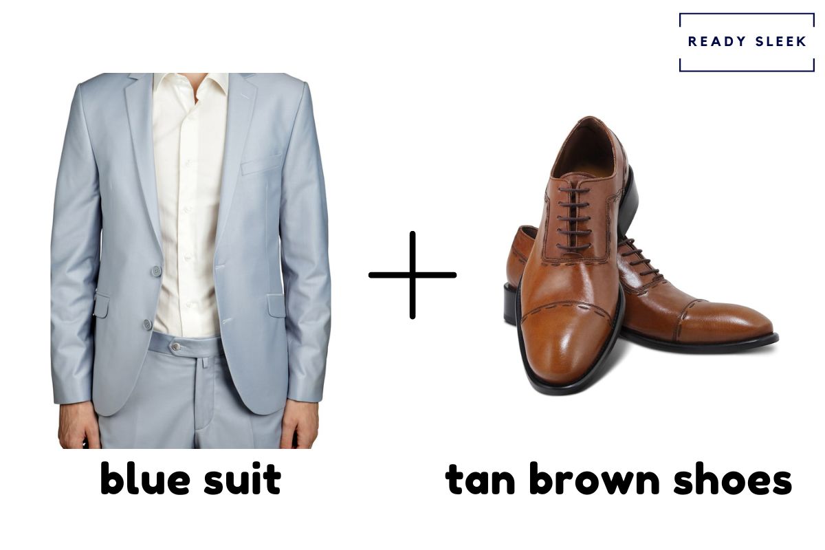 navy suit + tan brown shoes