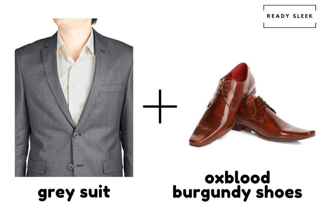 Grey Suit With Burgundy Shoes Grey Burgundy Loafers Mens Outfit Grey Suit  Burgundy Shoes Outfit