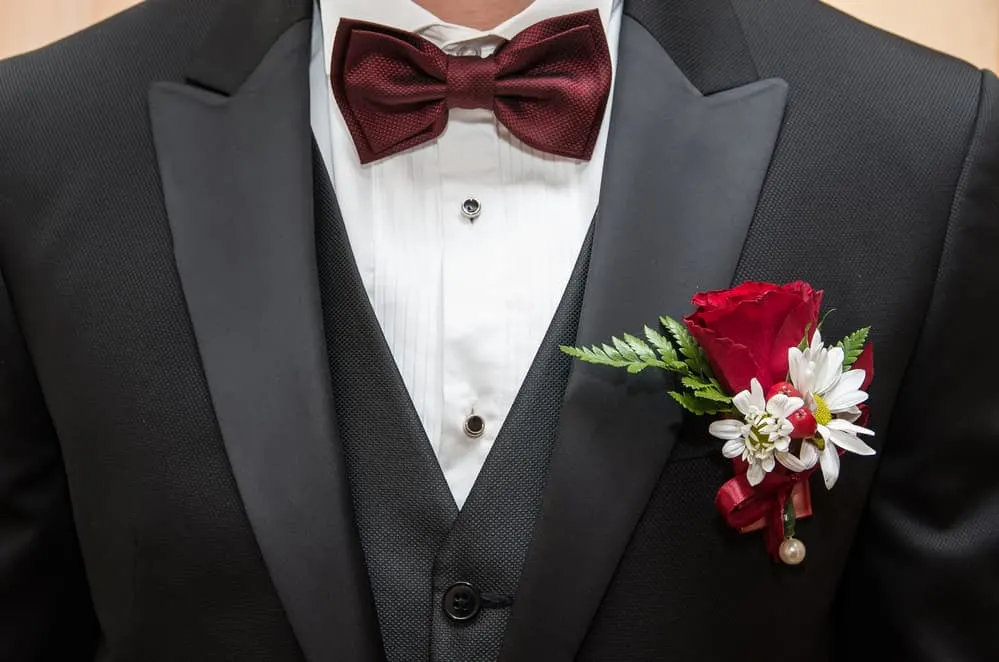All black tux hotsell with red bow tie