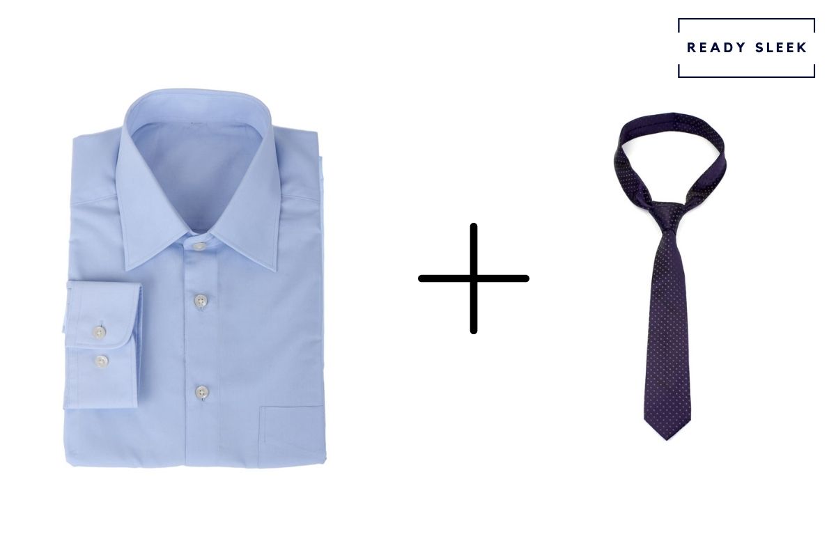 light blue shirt with plum purple tie 