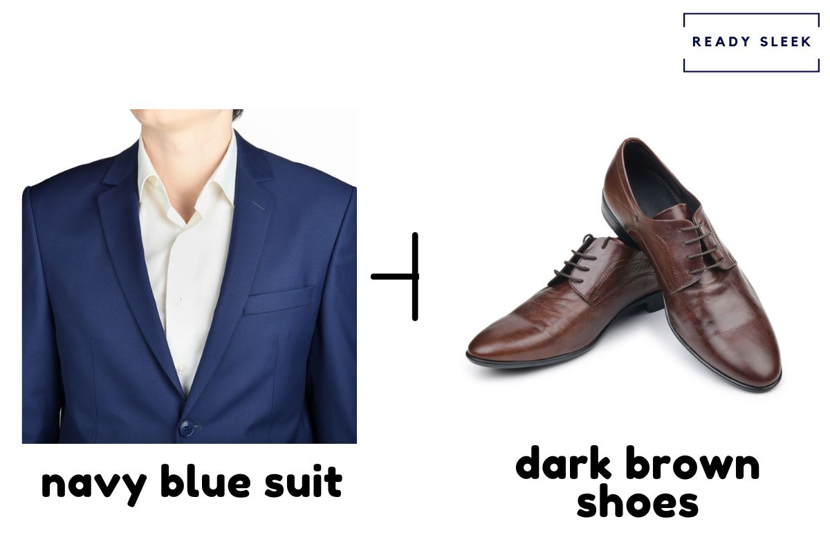 Navy blue with dark brown shoes