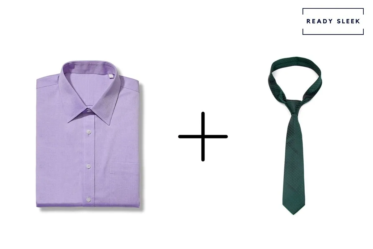 purple shirt with forest green tie