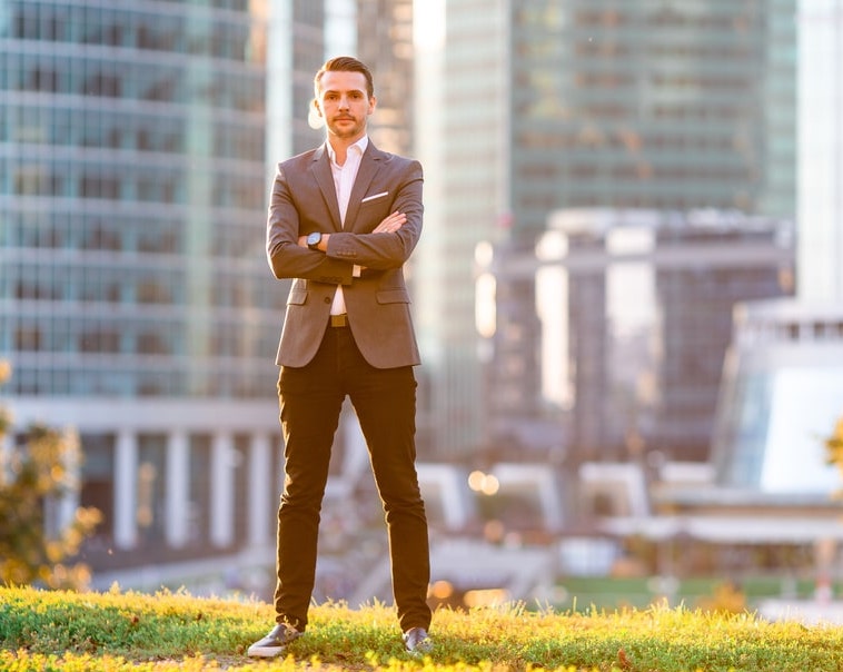 laid back blazer white shirt and black pants