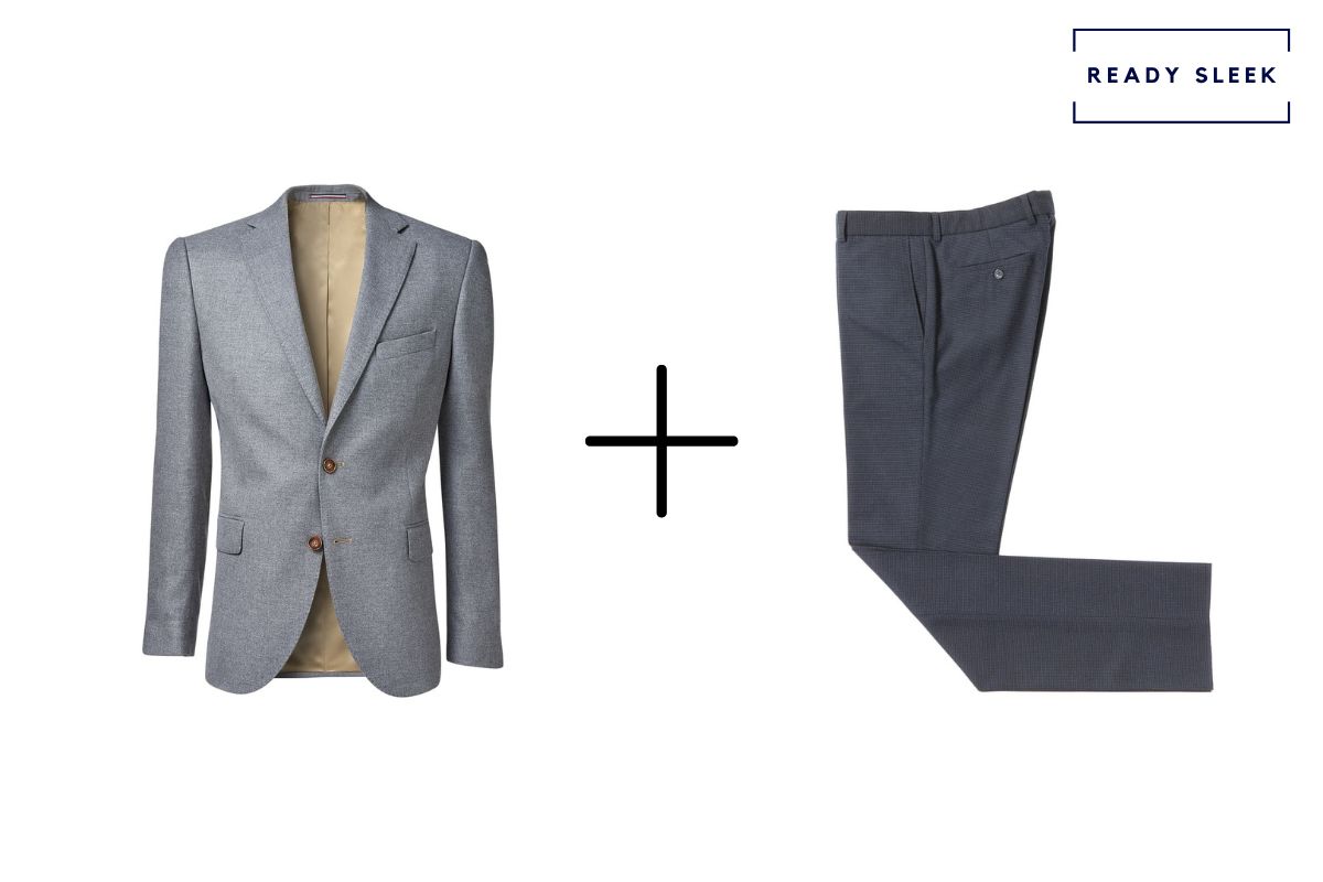 grey blazer + dark grey mens pants