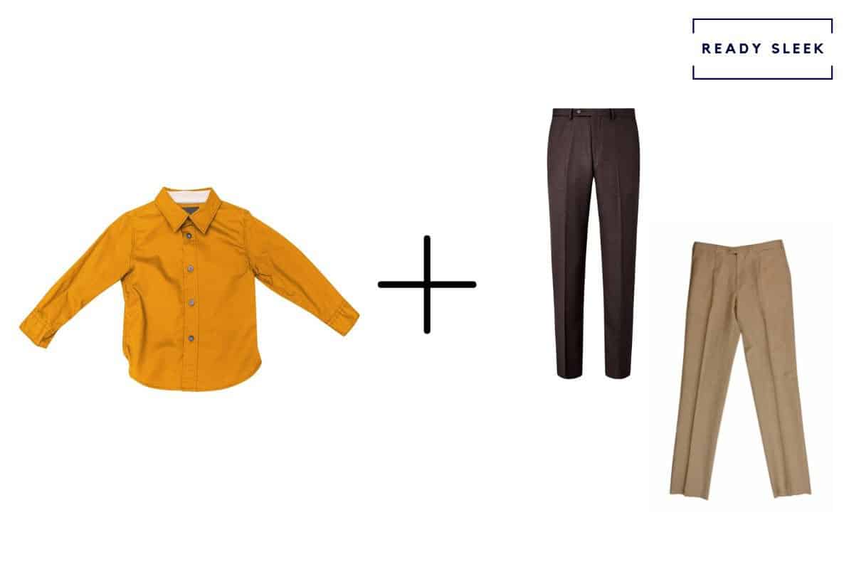 brown orange shirt